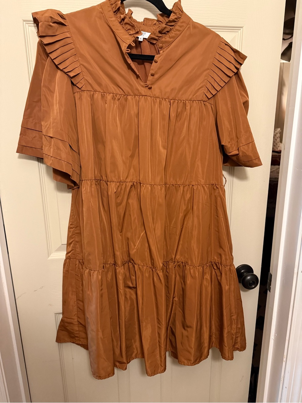 Crosby by Mollie Burch- Tiered Ruffle Dress in Rust